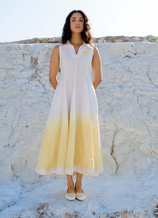 The Loom Art-Golden Hour Pearl Yellow Dress-INDIASPOPUP.COM