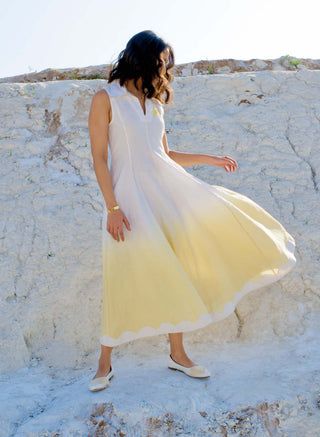 The Loom Art-Golden Hour Pearl Yellow Dress-INDIASPOPUP.COM