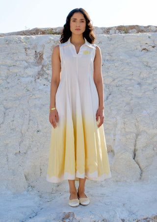 The Loom Art-Golden Hour Pearl Yellow Dress-INDIASPOPUP.COM