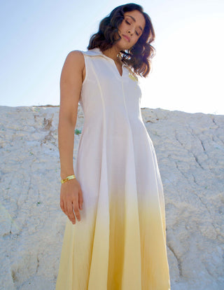 The Loom Art-Golden Hour Pearl Yellow Dress-INDIASPOPUP.COM