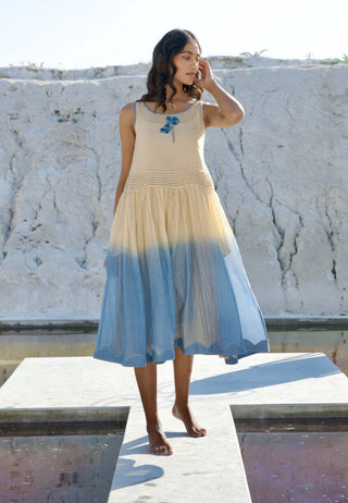 The Loom Art-Golden Sky Blue Yellow Dress-INDIASPOPUP.COM