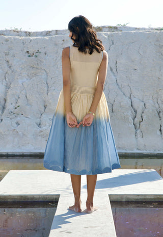 The Loom Art-Golden Sky Blue Yellow Dress-INDIASPOPUP.COM