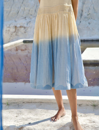 The Loom Art-Golden Sky Blue Yellow Dress-INDIASPOPUP.COM