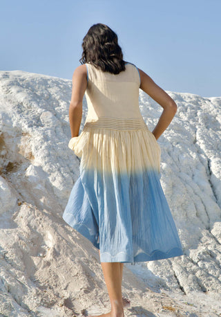 The Loom Art-Golden Sky Blue Yellow Dress-INDIASPOPUP.COM