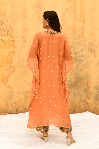 Niti Bothra-Peach Orchid Heavy Kaftan And Palazzo-INDIASPOPUP.COM
