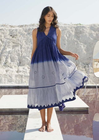 The Loom Art-Space Slate Blue Gray Dress-INDIASPOPUP.COM