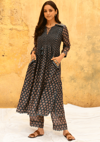 Niti Bothra-Blue Dotted Kurta And Pants-INDIASPOPUP.COM