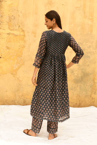 Niti Bothra-Blue Dotted Kurta And Pants-INDIASPOPUP.COM