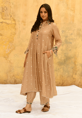 Niti Bothra-Ivory Orchid Collar Kurta And Pants-INDIASPOPUP.COM