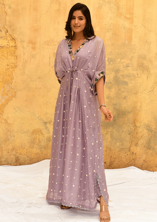 Niti Bothra-Lilac Orchid Long Kaftan-INDIASPOPUP.COM