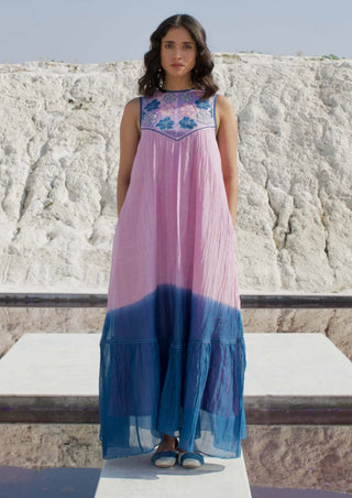 The Loom Art-Aster Bloom Lilac Dress-INDIASPOPUP.COM