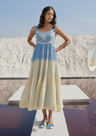 The Loom Art-Marine Sun Blue Dress-INDIASPOPUP.COM