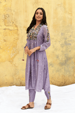 Niti Bothra-Lilac Orchid Kurta And Pants-INDIASPOPUP.COM