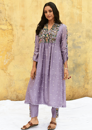 Niti Bothra-Lilac Orchid Kurta And Pants-INDIASPOPUP.COM