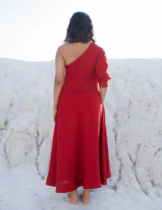 The Loom Art-Ruby Red Ombre Dress-INDIASPOPUP.COM