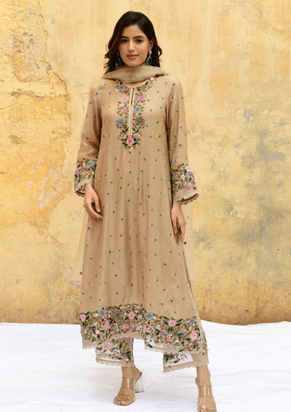 Niti Bothra-Ivory Orchid Long Kurta Set-INDIASPOPUP.COM