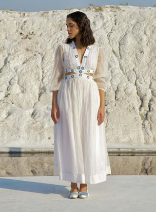 The Loom Art-Lily Bloom White Dress-INDIASPOPUP.COM