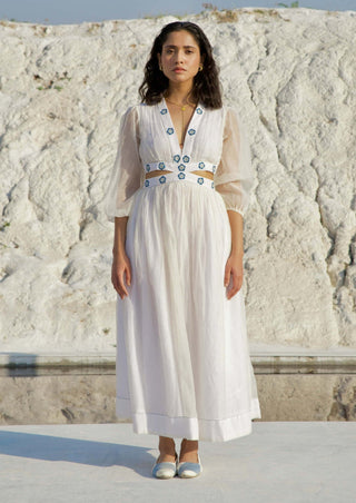 The Loom Art-Lily Bloom White Dress-INDIASPOPUP.COM