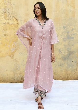 Niti Bothra-Pink Orchid Heavy Kaftan And Palazzo-INDIASPOPUP.COM