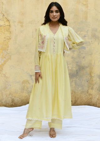 Niti Bothra-Lemon Yellow Mystic Kurta And Palazzo-INDIASPOPUP.COM