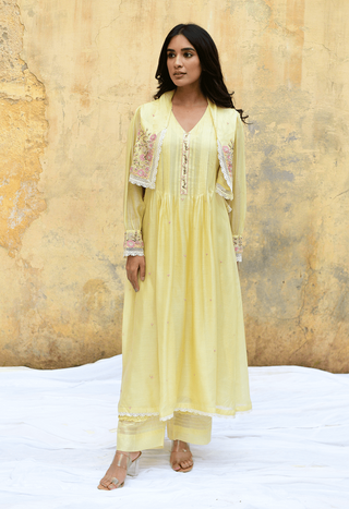 Niti Bothra-Lemon Yellow Mystic Kurta And Palazzo-INDIASPOPUP.COM