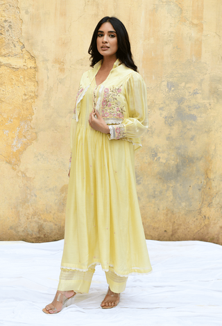 Niti Bothra-Lemon Yellow Mystic Kurta And Palazzo-INDIASPOPUP.COM