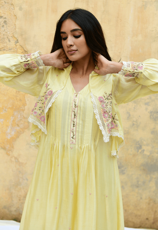 Niti Bothra-Lemon Yellow Mystic Kurta And Palazzo-INDIASPOPUP.COM