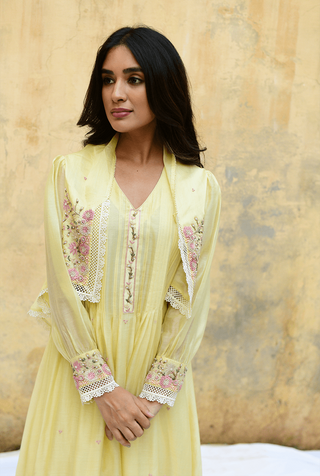 Niti Bothra-Lemon Yellow Mystic Kurta And Palazzo-INDIASPOPUP.COM