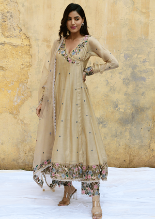 Niti Bothra-Ivory Orchid Overlap Angrakha Set-INDIASPOPUP.COM