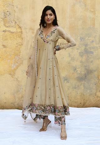 Niti Bothra-Ivory Orchid Overlap Angrakha Set-INDIASPOPUP.COM
