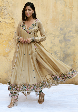 Niti Bothra-Ivory Orchid Overlap Angrakha Set-INDIASPOPUP.COM