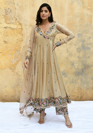 Niti Bothra-Ivory Orchid Overlap Angrakha Set-INDIASPOPUP.COM