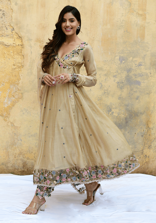 Niti Bothra-Ivory Orchid Overlap Angrakha Set-INDIASPOPUP.COM