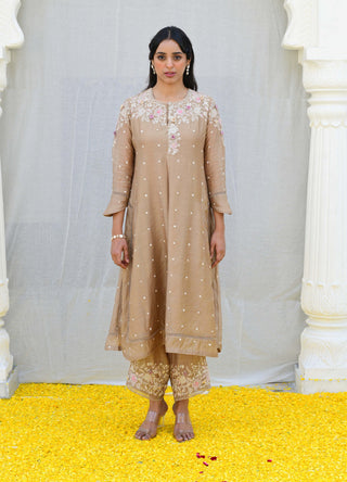 Niti Bothra-Ivory Long Kurta And Pants-INDIASPOPUP.COM