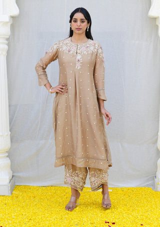 Niti Bothra-Ivory Long Kurta And Pants-INDIASPOPUP.COM