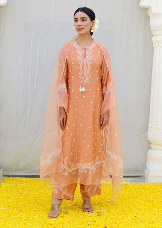 Niti Bothra-Peach Reef Long Kurta Set-INDIASPOPUP.COM