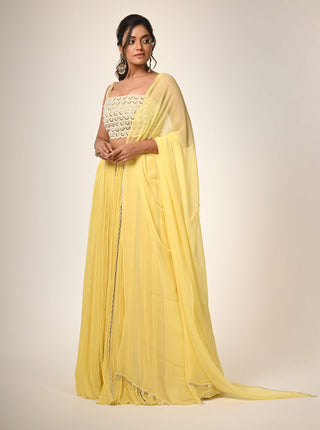 Yellow gathered skirt set