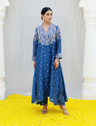 Niti Bothra-Jean Blue Reef Kurta And Palazzo-INDIASPOPUP.COM