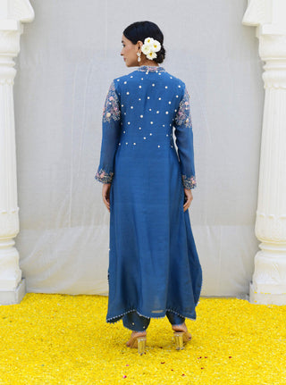 Niti Bothra-Jean Blue Reef Kurta And Palazzo-INDIASPOPUP.COM