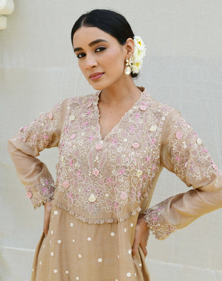 Niti Bothra-Ivory Reef Frockstyle Kurta And Pants-INDIASPOPUP.COM
