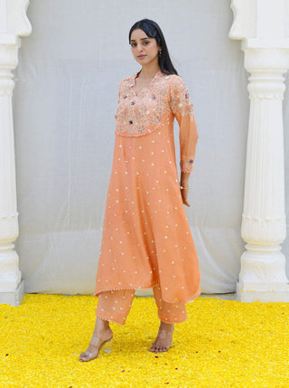 Niti Bothra-Peach Reef Kurta And Palazzo-INDIASPOPUP.COM