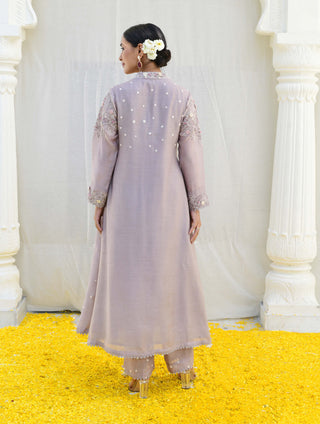 Niti Bothra-Gray Reef Frockstyle Kurta And Pants-INDIASPOPUP.COM
