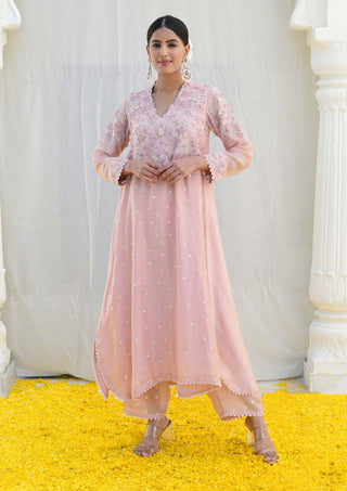 Niti Bothra-Pink Reef Kurta And Palazzo-INDIASPOPUP.COM