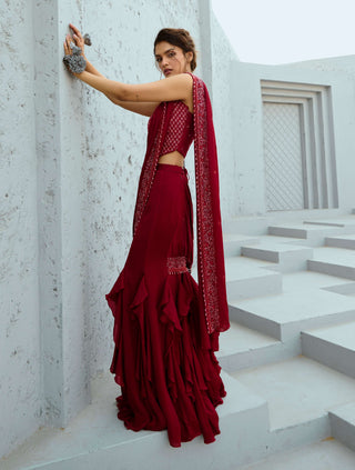 Estelle Corset Pre-Drape Sari And Blouse by Chamee And Palak available on Indiaspopup
