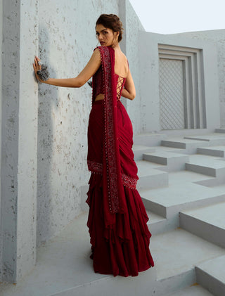 Estelle Corset Pre-Drape Sari And Blouse by Chamee And Palak available on Indiaspopup