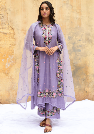 Niti Bothra-Lilac Orchid Heavy Long Kurta Set-INDIASPOPUP.COM