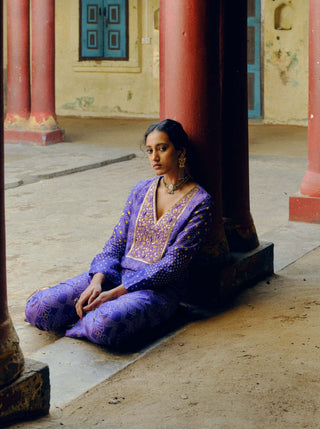 Drishti & Zahabia-Iris Purple Kurta And Pants-INDIASPOPUP.COM