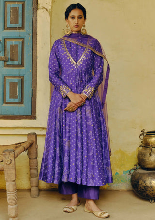 Iris Purple Anarkali Set by Drishti & Zahabia available on Indiaspopup.com