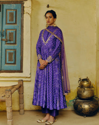 Iris Purple Anarkali Set by Drishti & Zahabia available on Indiaspopup.com