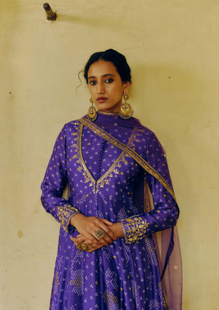 Iris Purple Anarkali Set by Drishti & Zahabia available on Indiaspopup.com